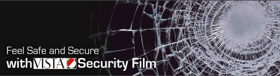 Safety security film holding shattered glass together, demonstrating enhanced glass protection